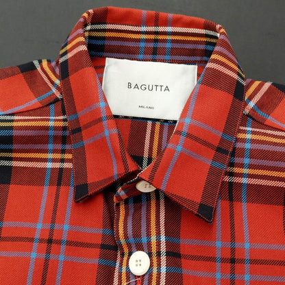 【新品】バグッタ Bagutta コットン チェック カジュアルシャツ
 レッドxブラック【サイズM】【RED】【S/S/A/W】【状態ランクN】【メンズ】
【759776】
[DPD]