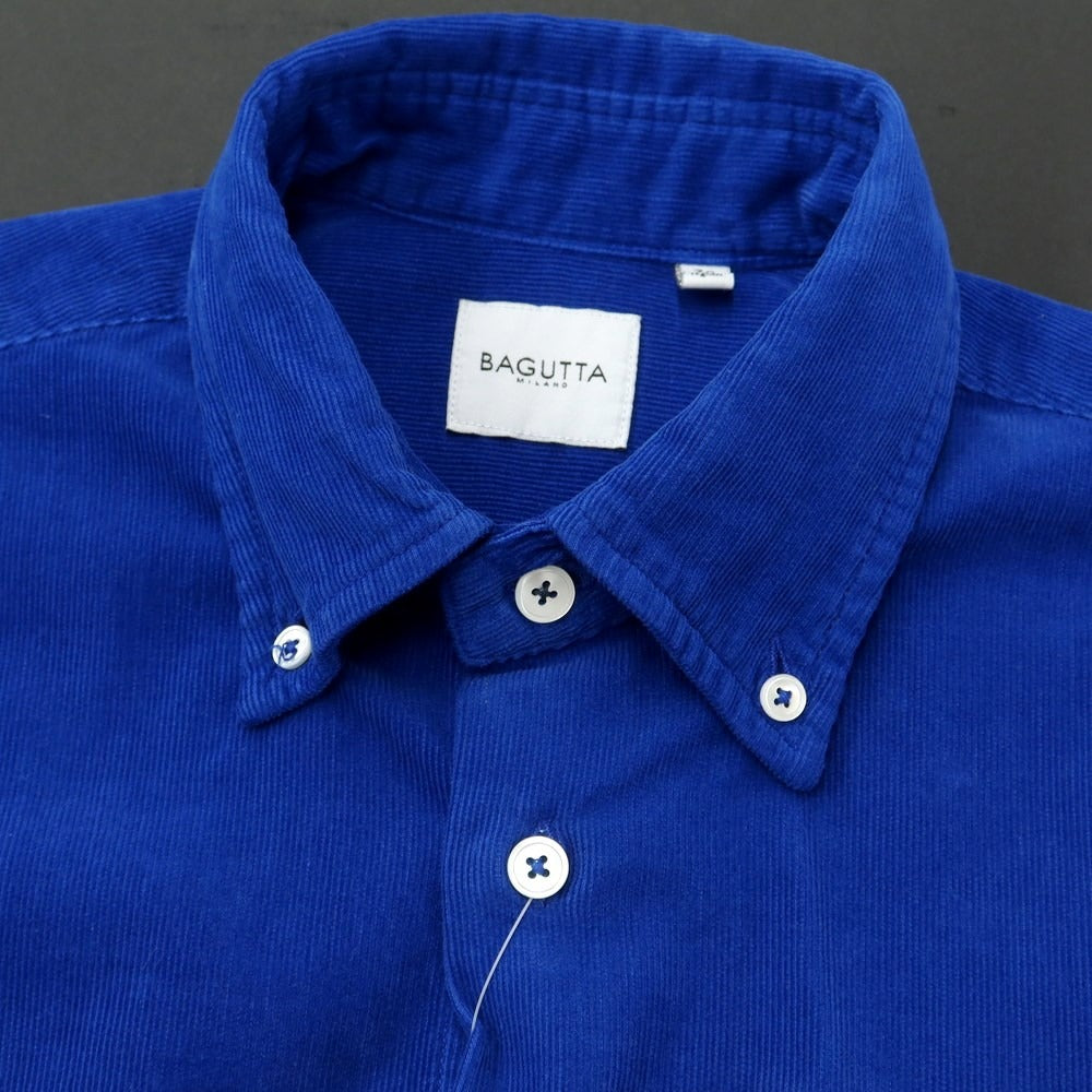 [New Outlet] Bagutta Corduroy Button-down Shirt Royal Blue [38] [Condition Rank N-] [Men&