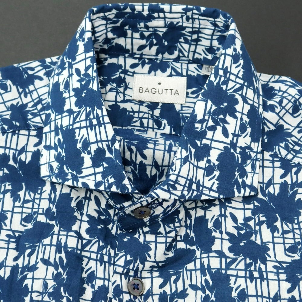 [Used] Bagutta Broad Cotton Floral Pattern Casual Shirt Navy x White [39] [Condition Rank A] [Men&