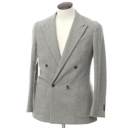 [Used] UNITED ARROWS Wool Houndstooth Pattern Double Breasted Jacket Gray x Ivory [48] [Condition Rank C] [Men&