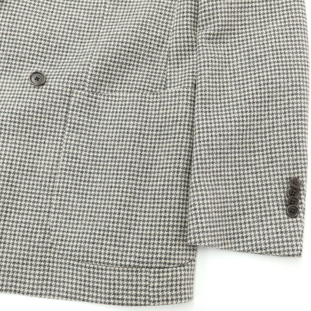 [Used] UNITED ARROWS Wool Houndstooth Pattern Double Breasted Jacket Gray x Ivory [48] [Condition Rank C] [Men&