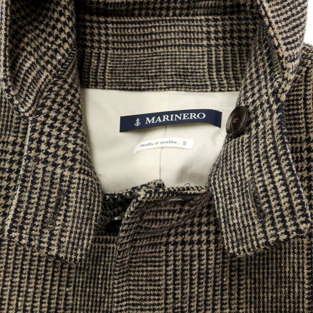 [Used] MARINERO wool glen check hooded coat, beige x dark navy [Size 2] [BEI] [A/W] [Condition Rank B] ​​[Men&