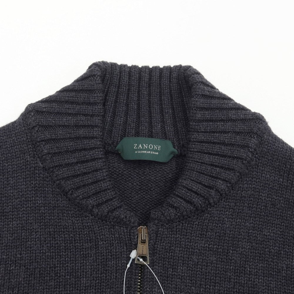 [Used] ZANONE mid-gauge wool zip-up cardigan, charcoal gray [size 46] [GRY] [A/W] [Condition rank B] ​​[Men&