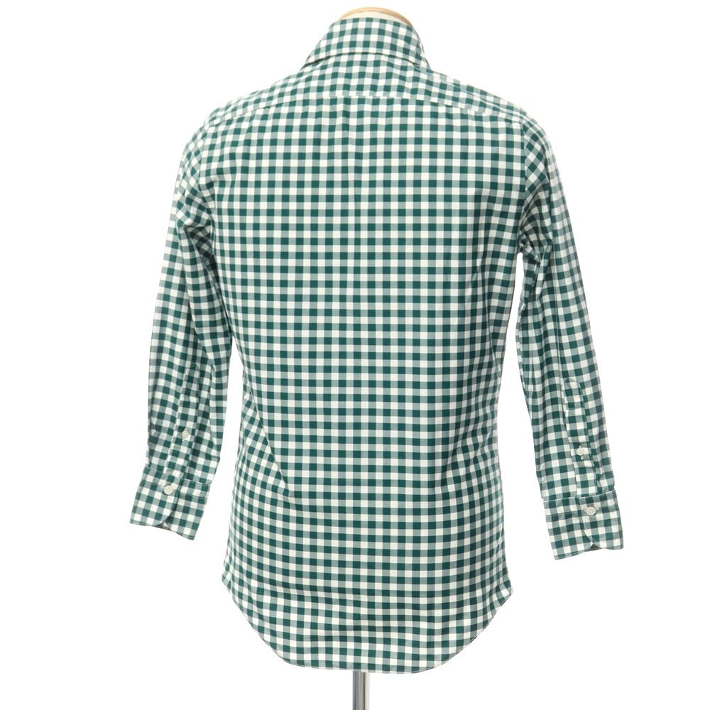 [Used] Finamore Cotton Check Horizontal Collar Casual Shirt Green x White [37] [Condition Rank B] [Men&