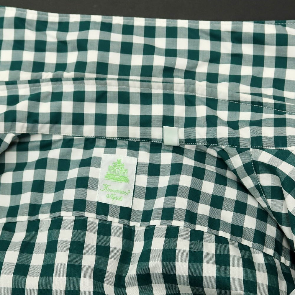 [Used] Finamore Cotton Check Horizontal Collar Casual Shirt Green x White [37] [Condition Rank B] [Men&