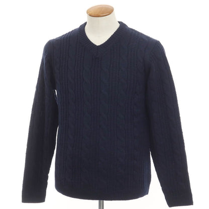 [Used] nano universe mid-gauge acrylic wool cashmere V-neck knit navy [size M] [NVY] [A/W] [condition rank B] ​​[men&