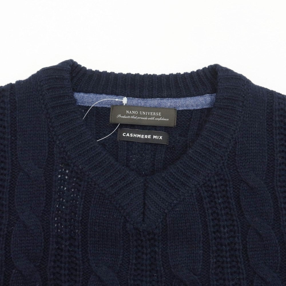 [Used] nano universe mid-gauge acrylic wool cashmere V-neck knit navy [size M] [NVY] [A/W] [condition rank B] ​​[men&