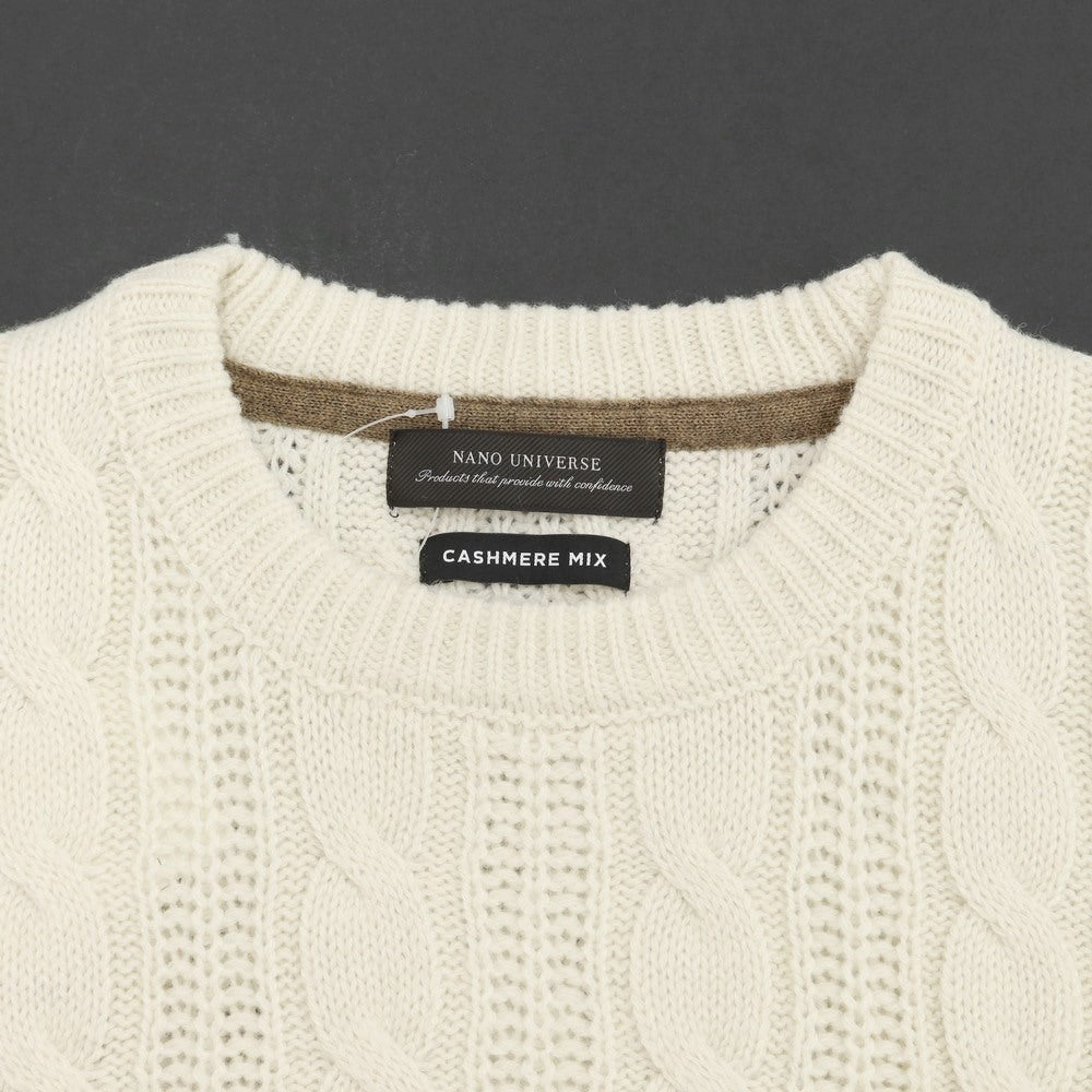 [Used] nano universe mid-gauge acrylic wool cashmere crew neck knit ivory [size M] [WHT] [A/W] [condition rank B] ​​[men&