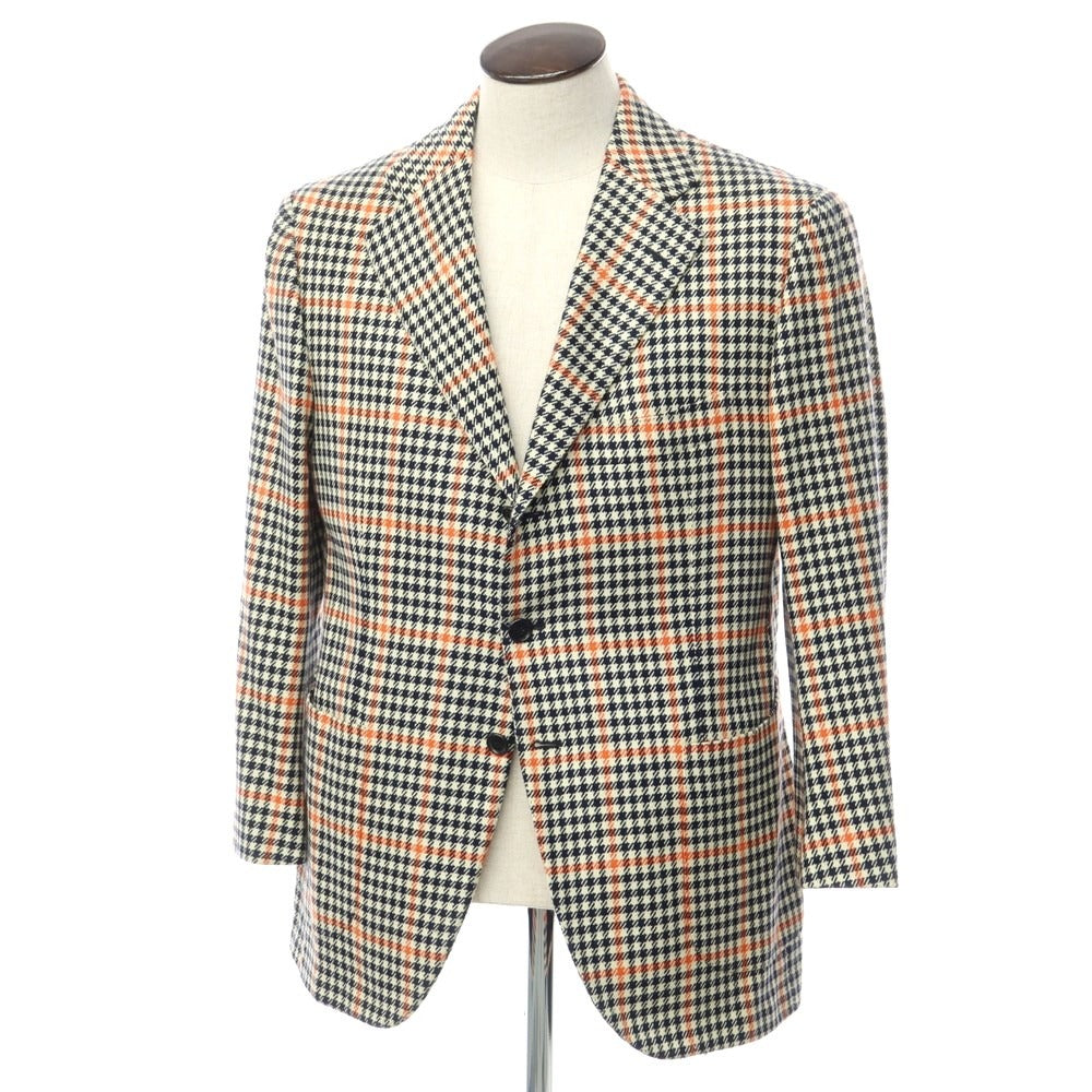 [Used] Cesare Attolini Cashmere Check Tailored Jacket Ivory x Black [52 Drop.7] [Condition Rank B] ​​[Men&