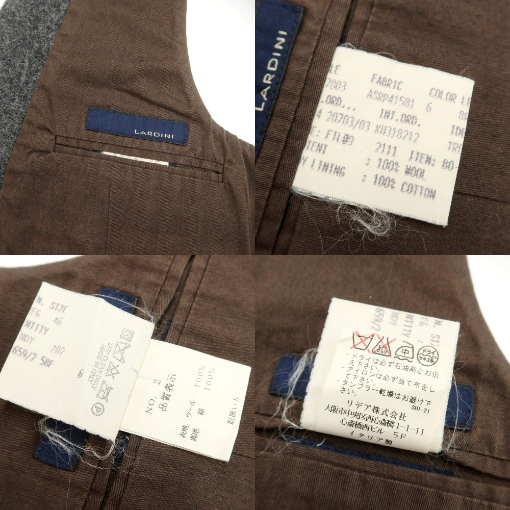 【中古】ラルディーニ LARDINI ウール ジレベスト ダークグレーxブラウン【 46 】【 状態ランクC 】【 メンズ 】