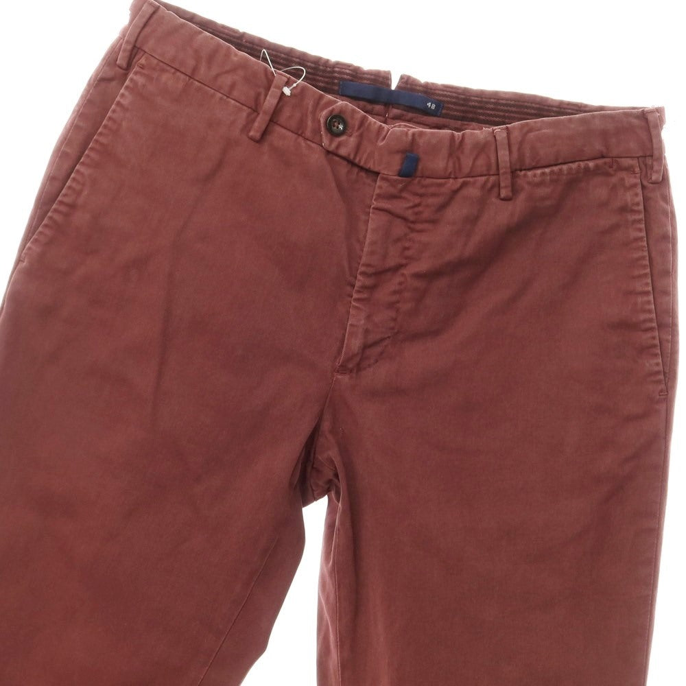 [Used] INCOTEX Stretch Twill Cotton Casual Slacks Pants, Maroon [48] [Condition Rank C] [Men&