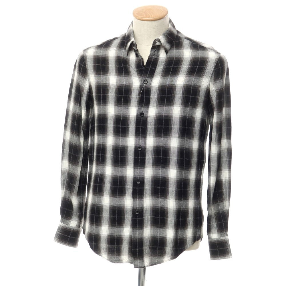 [Used] CELINE Rayon Cotton Check Casual Shirt Black x White [XS] [Condition Rank C] [Men&