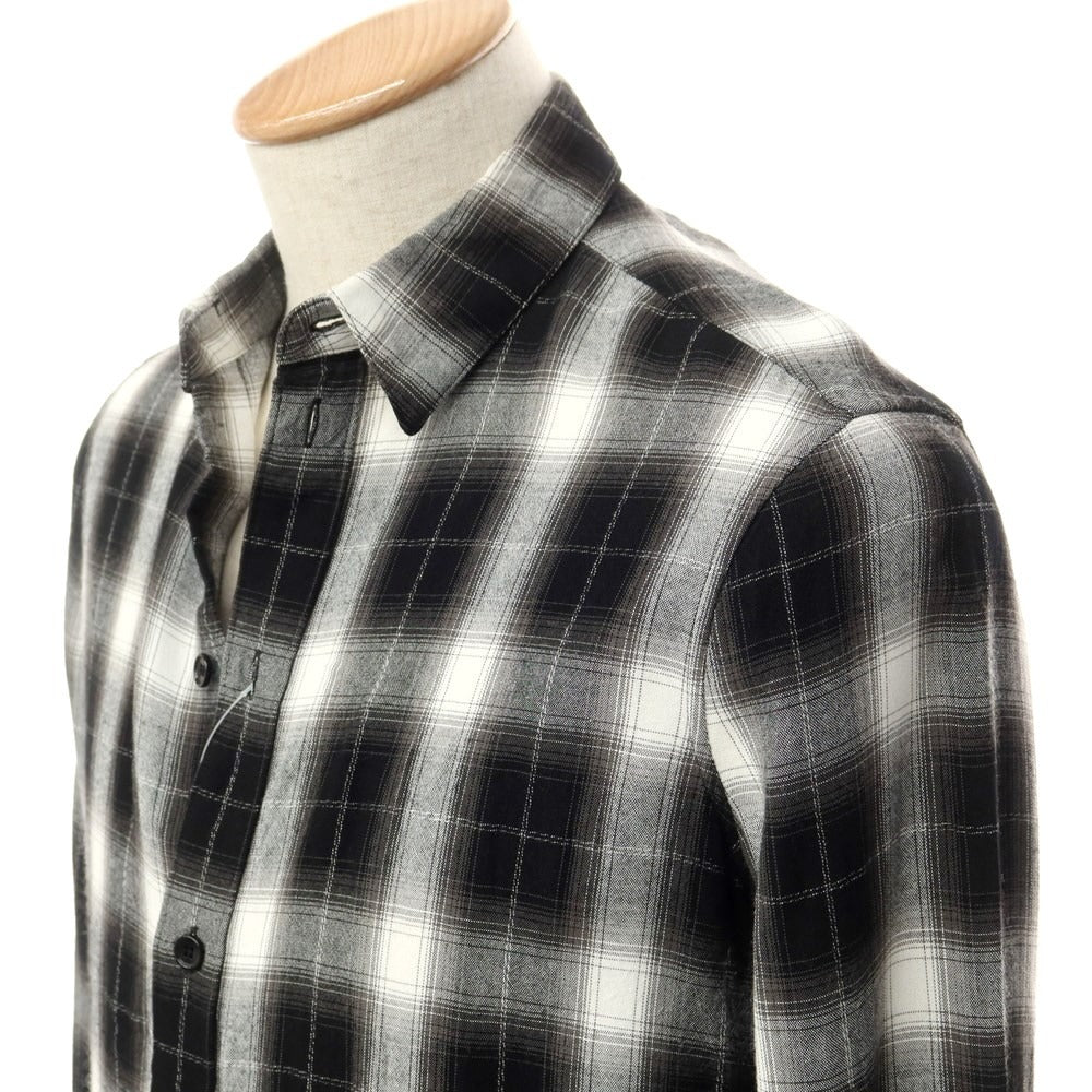 [Used] CELINE Rayon Cotton Check Casual Shirt Black x White [XS] [Condition Rank C] [Men&