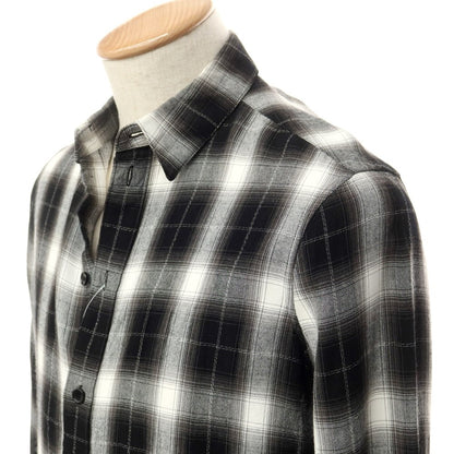 [Used] CELINE Rayon Cotton Check Casual Shirt Black x White [XS] [Condition Rank C] [Men&