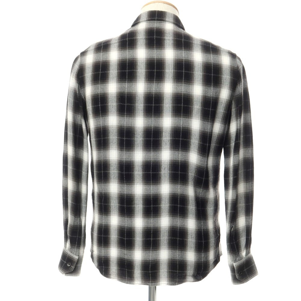 [Used] CELINE Rayon Cotton Check Casual Shirt Black x White [XS] [Condition Rank C] [Men&