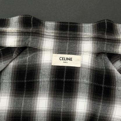 [Used] CELINE Rayon Cotton Check Casual Shirt Black x White [XS] [Condition Rank C] [Men&