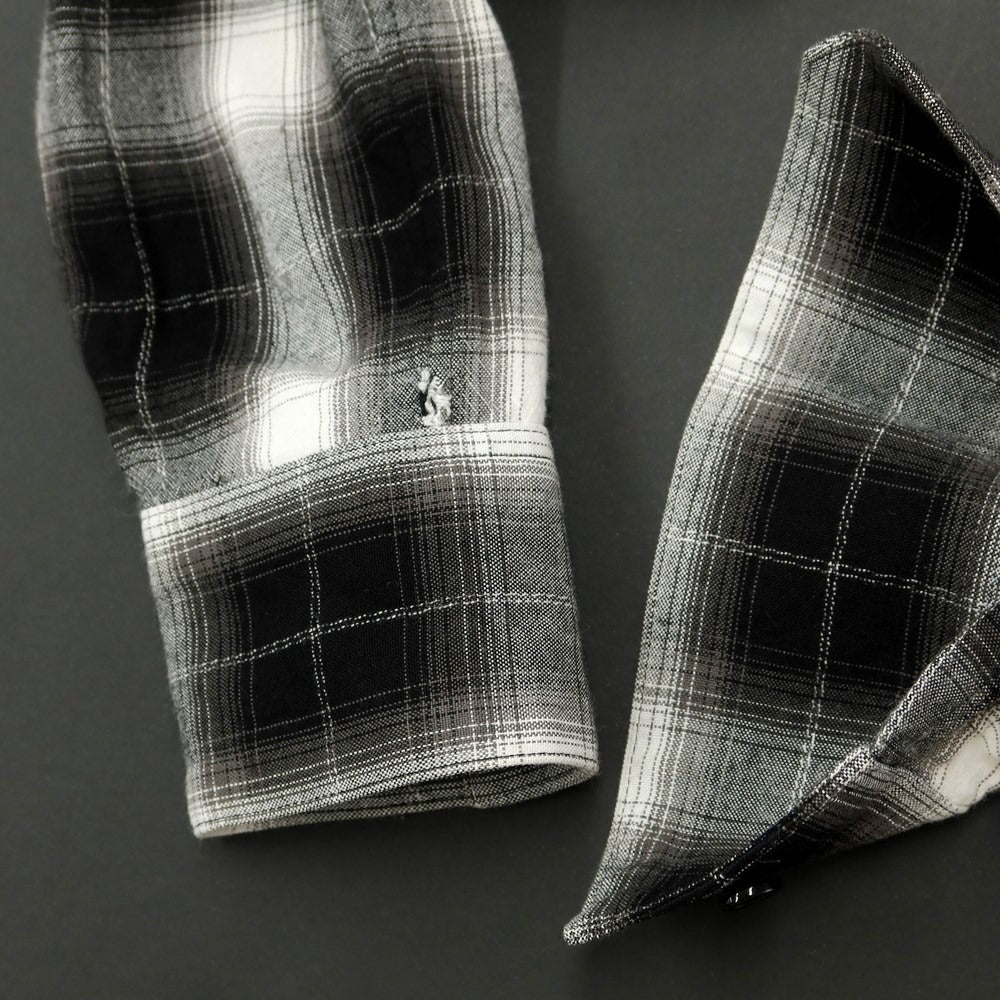 [Used] CELINE Rayon Cotton Check Casual Shirt Black x White [XS] [Condition Rank C] [Men&