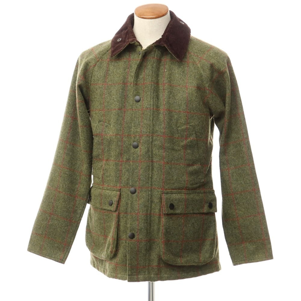 [Used] Barbour SL BEDALE wax wool check field jacket, olive x red [38] [Condition: C] [Men&