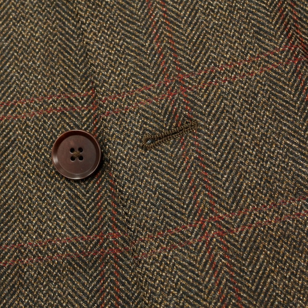 [Used] ISAIA wool check chesterfield coat
 Brown x Red [Size 46] [BRW] [A/W] [Condition Rank B] ​​[Men&