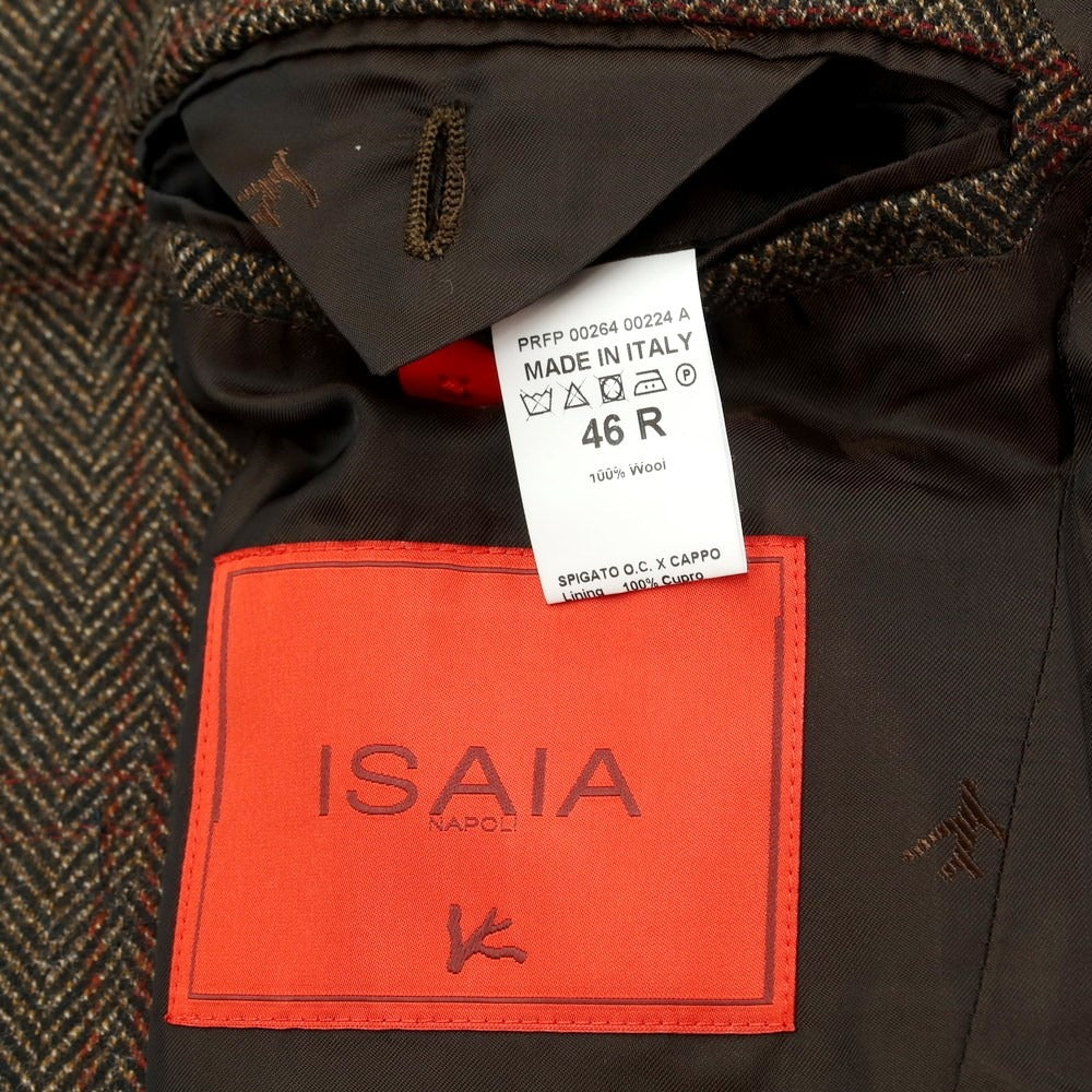 [Used] ISAIA wool check chesterfield coat
 Brown x Red [Size 46] [BRW] [A/W] [Condition Rank B] ​​[Men&