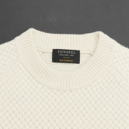 [Used] SUNSPEL x BATONER Mid-gauge wool crew neck knit, off-white [Size 1] [WHT] [A/W] [Condition Rank C] [Men&