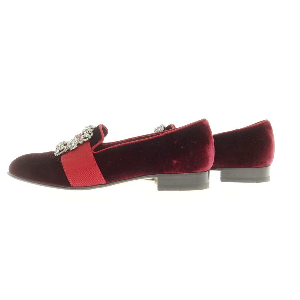 中古】マノロブラニク MANOLO BLAHNIK ベルベット ビジュー オペラシューズ ローファー ワインレッド【 7 1/2 】【 状 –  リタリオリブロ