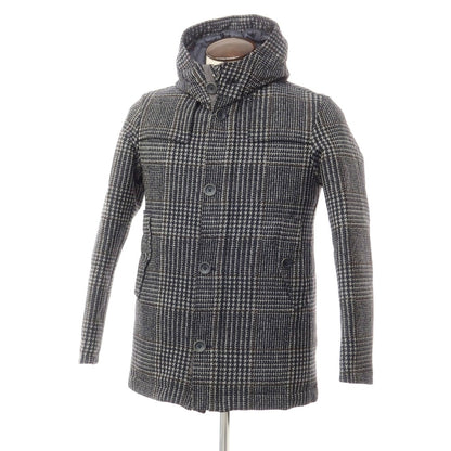 [Used] Herno Tweedy Nylon Check Down Jacket Dark Navy x White x Dark Brown [48] [Condition Rank A] [Men&