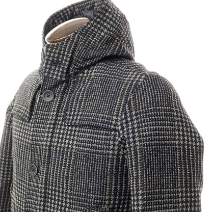 [Used] Herno Tweedy Nylon Check Down Jacket Dark Navy x White x Dark Brown [48] [Condition Rank A] [Men&