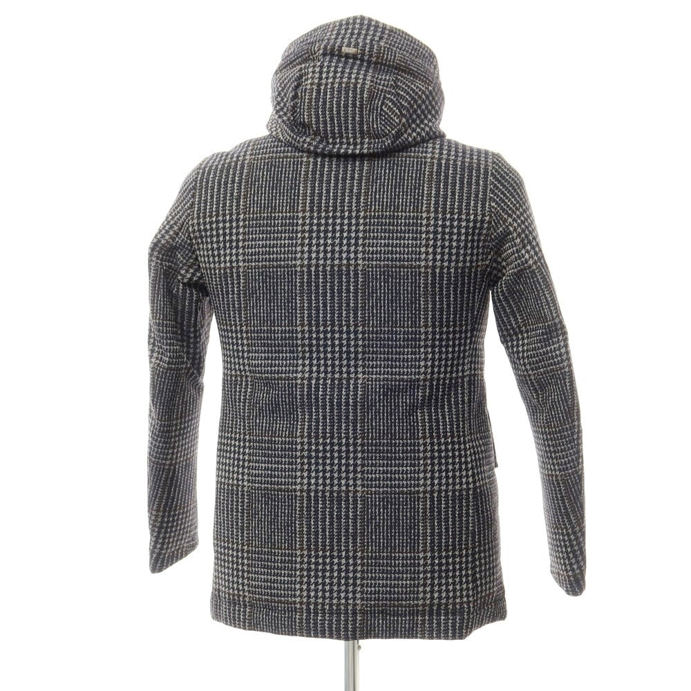 [Used] Herno Tweedy Nylon Check Down Jacket Dark Navy x White x Dark Brown [48] [Condition Rank A] [Men&