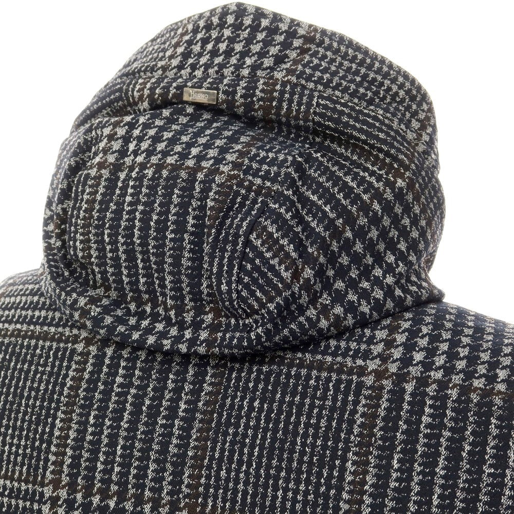 [Used] Herno Tweedy Nylon Check Down Jacket Dark Navy x White x Dark Brown [48] [Condition Rank A] [Men&