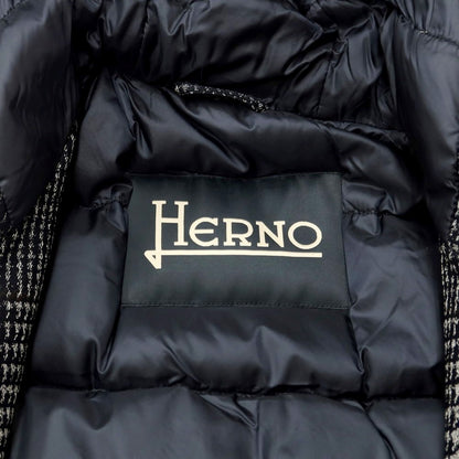 [Used] Herno Tweedy Nylon Check Down Jacket Dark Navy x White x Dark Brown [48] [Condition Rank A] [Men&