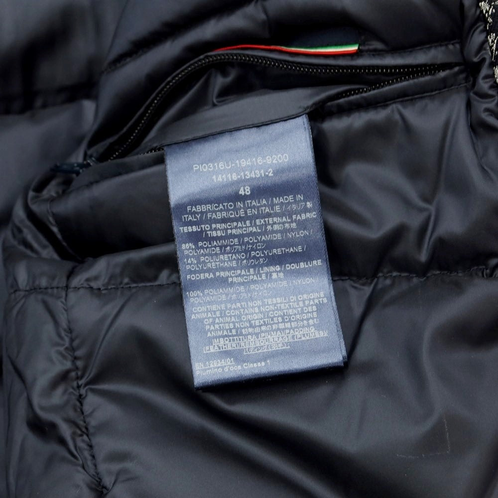 [Used] Herno Tweedy Nylon Check Down Jacket Dark Navy x White x Dark Brown [48] [Condition Rank A] [Men&