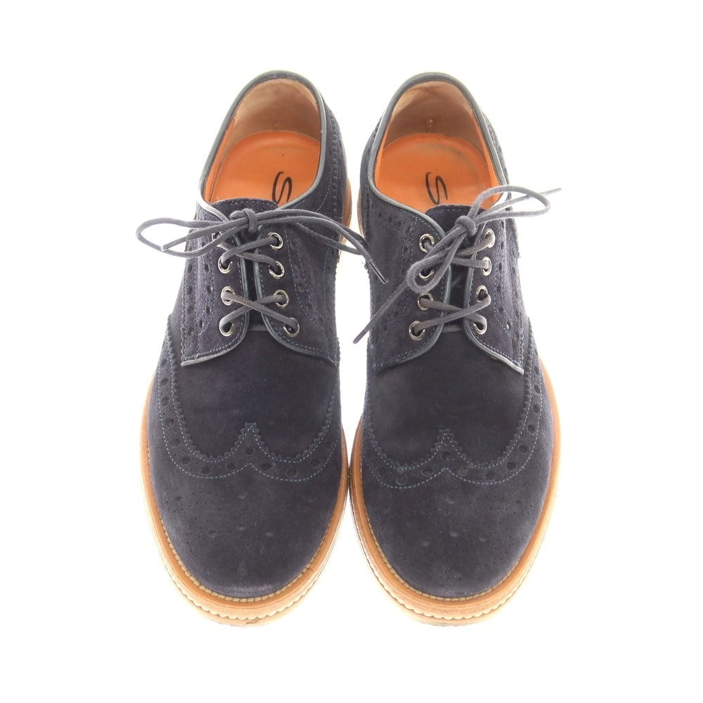 [Used] Santoni Suede Wingtip Shoes Navy [6] [Condition Rank C] [Men&