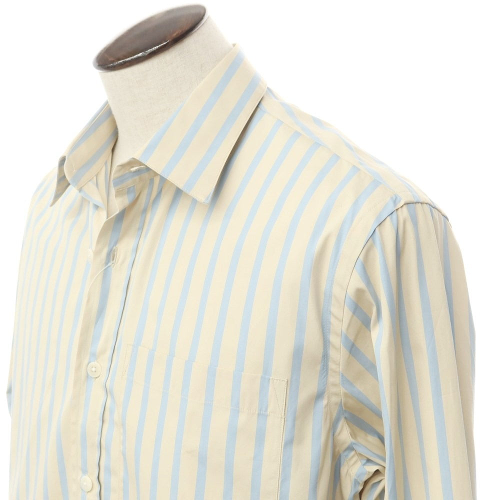 [New Outlet] Costmain Costumein Cotton Striped Casual Shirt Beige x Light Blue [50] [Condition Rank N-] [Men&