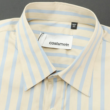 [New Outlet] Costmain Costumein Cotton Striped Casual Shirt Beige x Light Blue [50] [Condition Rank N-] [Men&