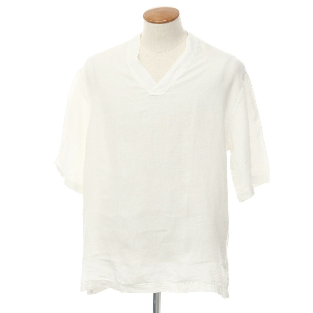 [New] Costmain Costumein Linen V-neck Pullover Short Sleeve Shirt White [Size 48] [WHT] [S/S] [Condition Rank N] [Men&