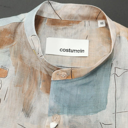 [New] Costmain Costumein Rayon Band Collar Short Sleeve Shirt Brown x Blue [Size 46] [BRW] [S/S] [Condition Rank N] [Men&