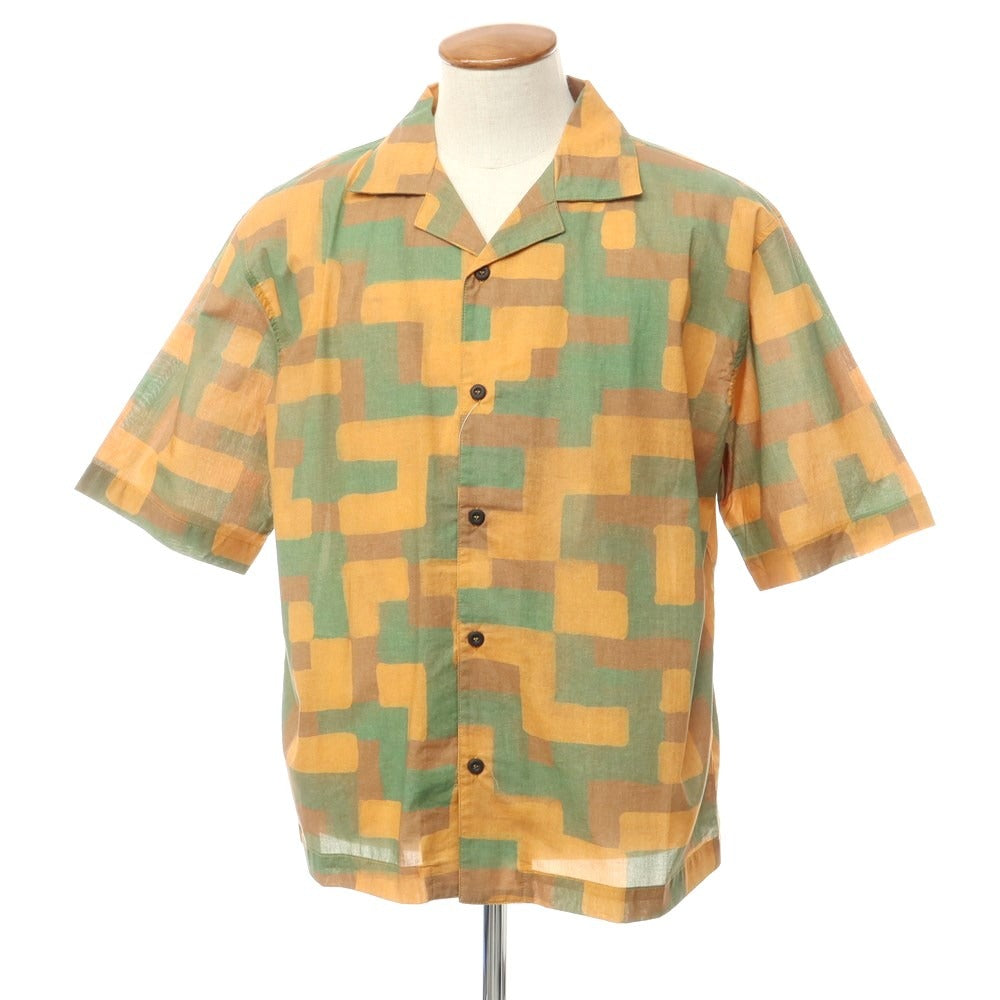 [New] Madson Cotton All-over Print Open Collar Short Sleeve Shirt Green x Orange [Size M] [GRN] [S/S] [Condition Rank N] [Men&