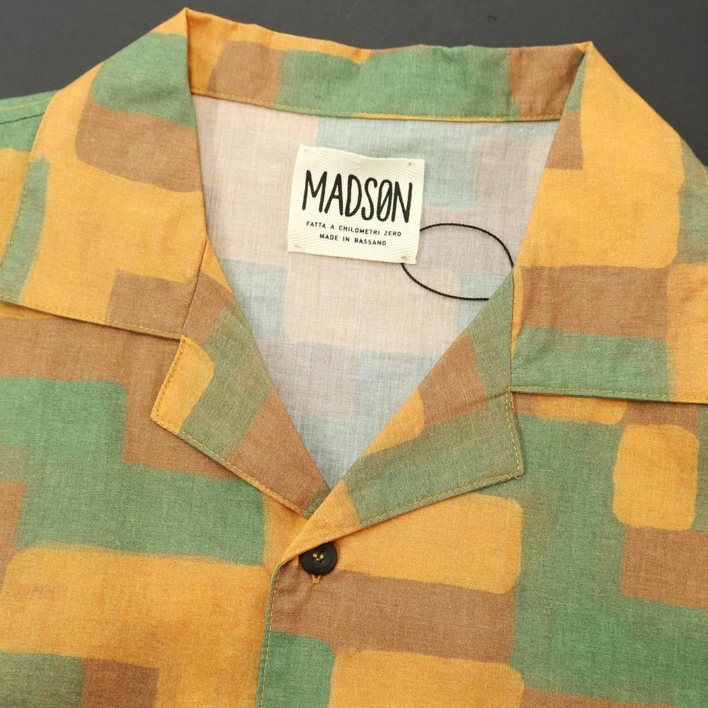 [New] Madson Cotton All-over Print Open Collar Short Sleeve Shirt Green x Orange [Size M] [GRN] [S/S] [Condition Rank N] [Men&