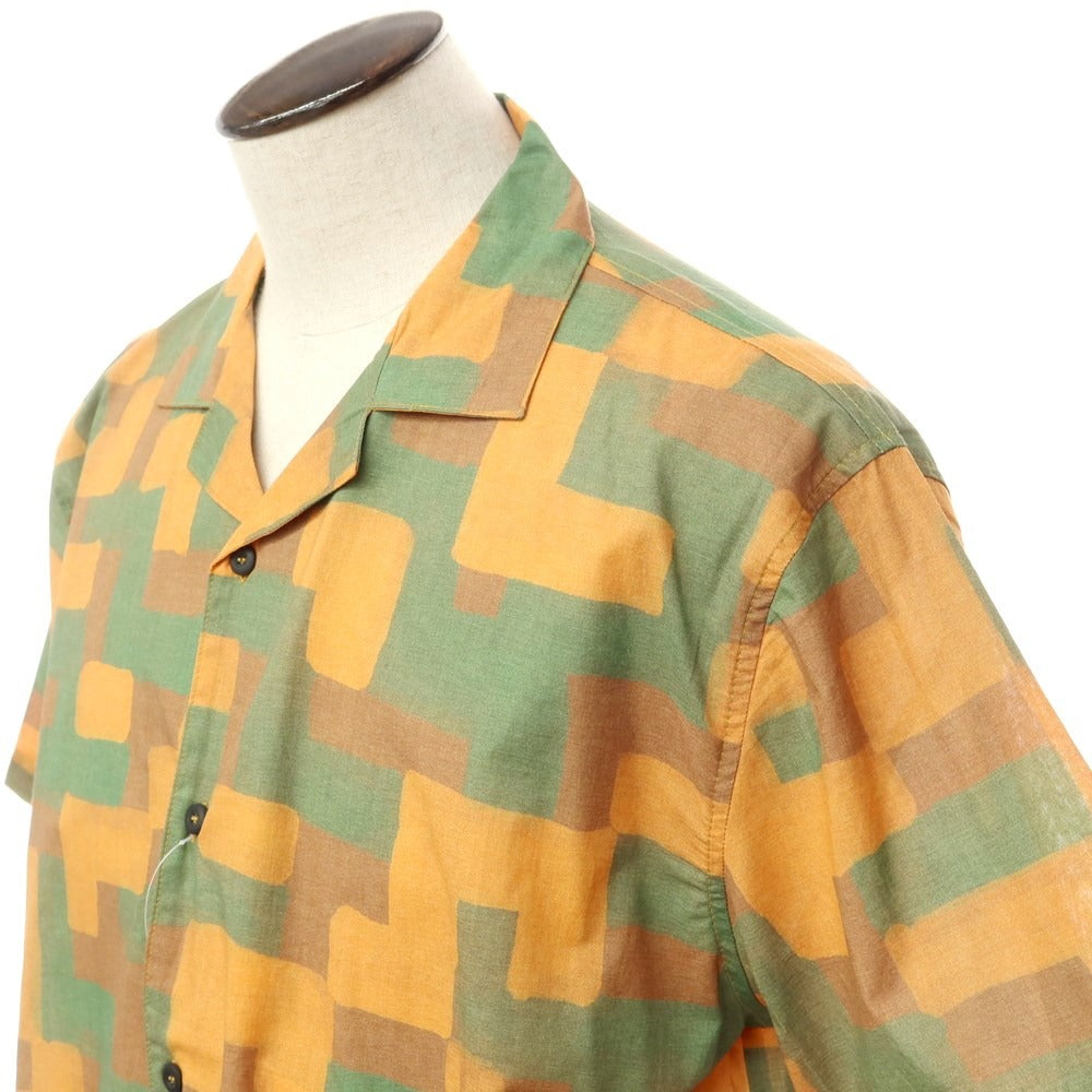 [New] Madson Cotton All-over Print Open Collar Short Sleeve Shirt Green x Orange [Size L] [GRN] [S/S] [Condition Rank N] [Men&