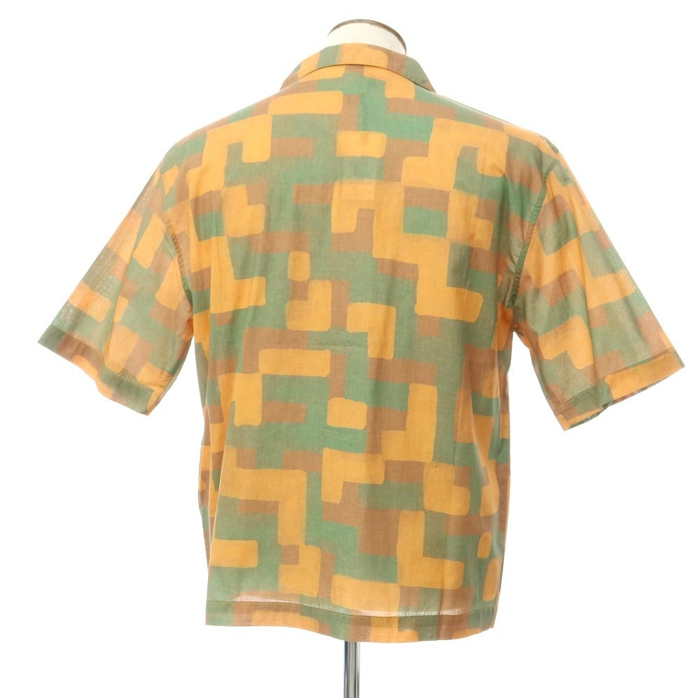 [New] Madson Cotton All-over Print Open Collar Short Sleeve Shirt Green x Orange [Size L] [GRN] [S/S] [Condition Rank N] [Men&