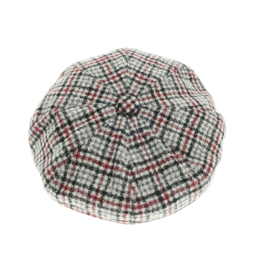 [Used] Borsalino Alpaca Check Newsboy Hat White x Black x Red [Size 60] [WHT] [A/W] [Condition Rank A] [Men&