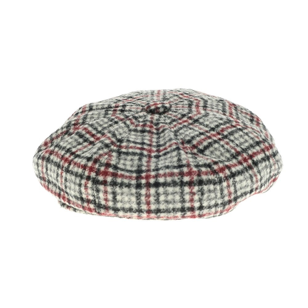 [Used] Borsalino Alpaca Check Newsboy Hat White x Black x Red [Size 60] [WHT] [A/W] [Condition Rank A] [Men&