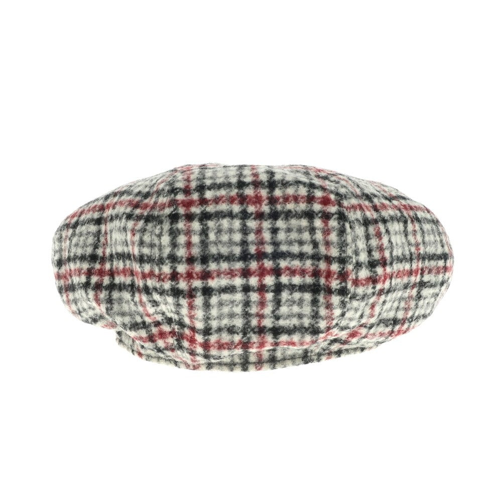 [Used] Borsalino Alpaca Check Newsboy Hat White x Black x Red [Size 60] [WHT] [A/W] [Condition Rank A] [Men&