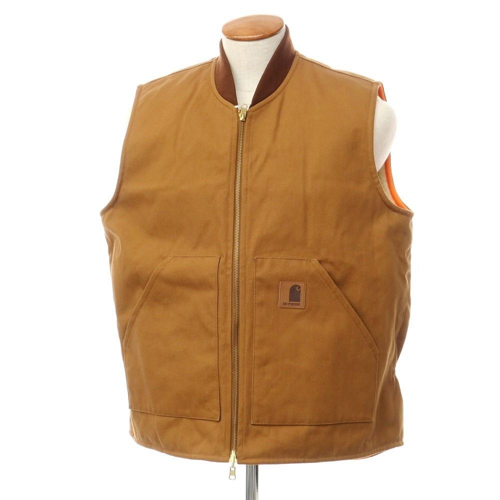 [Used] [Unused] is-ness reversible fleece zip-up vest, brown x light beige [UNISEX ONE SIZE] [Condition Rank S] [Men&