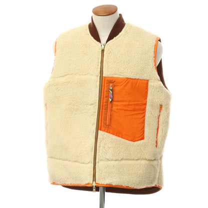 [Used] [Unused] is-ness reversible fleece zip-up vest, brown x light beige [UNISEX ONE SIZE] [Condition Rank S] [Men&