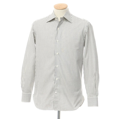 [Used] ORIAN Cotton Striped Semi-Wide Collar Dress Shirt White x Charcoal [37] [Condition Rank C] [Men&