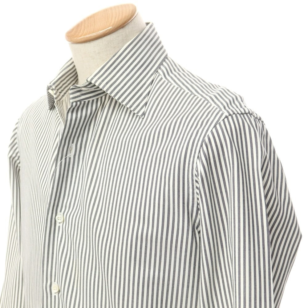 [Used] ORIAN Cotton Striped Semi-Wide Collar Dress Shirt White x Charcoal [37] [Condition Rank C] [Men&