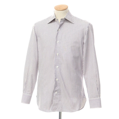 [Used] ORIAN Cotton Striped Semi-Wide Collar Dress Shirt White x Purple [37] [Condition Rank D] [Men&