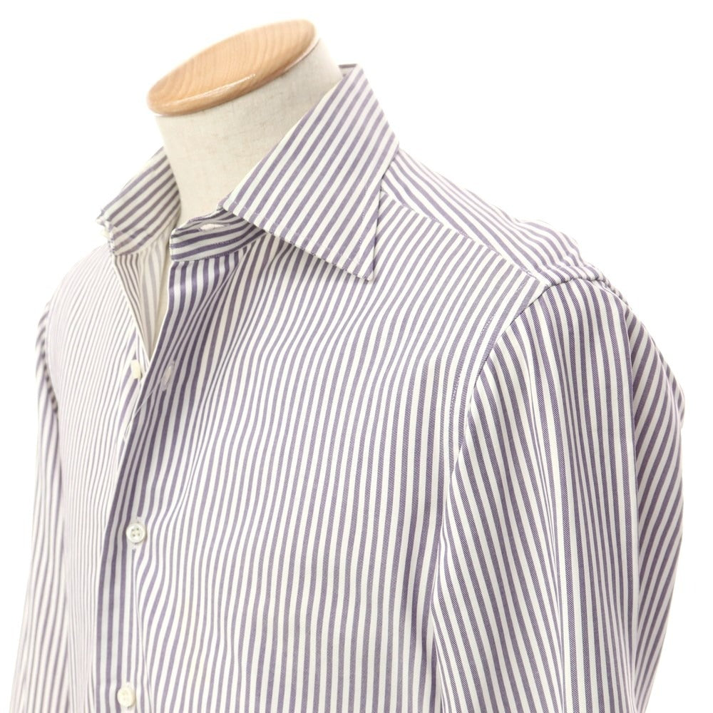 [Used] ORIAN Cotton Striped Semi-Wide Collar Dress Shirt White x Purple [37] [Condition Rank D] [Men&